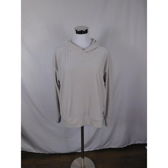 Avia Medium Beige Ribbed Pullover Hoodie Crossover Hood Witchcore - Picture 1 of 12